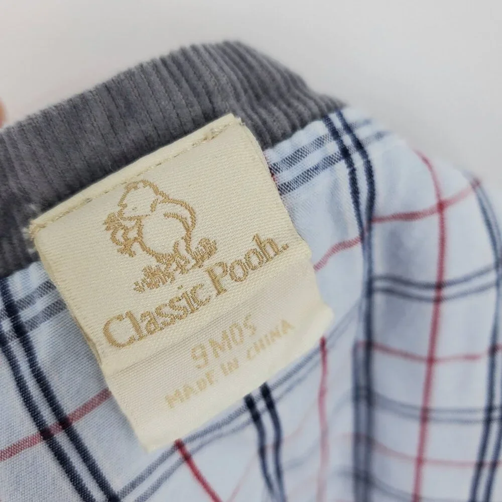 Disney Classic Pooh Plaid Button Down Shirt and Corduroy Vest‎ Size 9 Month